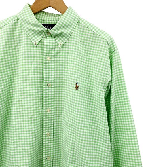 Ralph Lauren Vintage green Micro Plaid Button Down Long Sleeve - Picture 1 of 5
